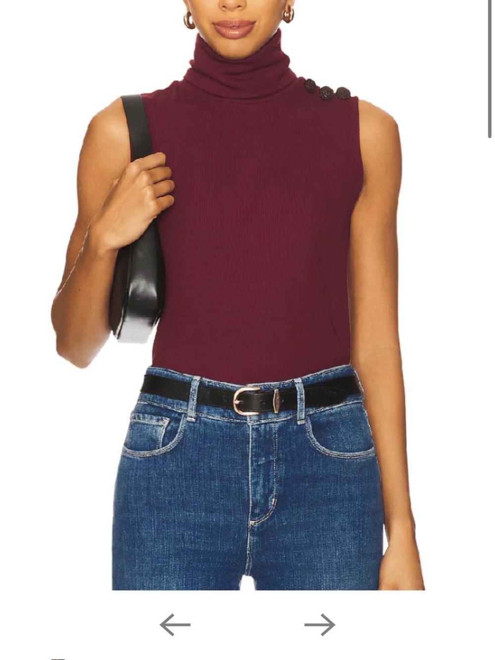 L'AGENCE Plum Sleeveless Turtleneck Tank with Shoulder Buttons